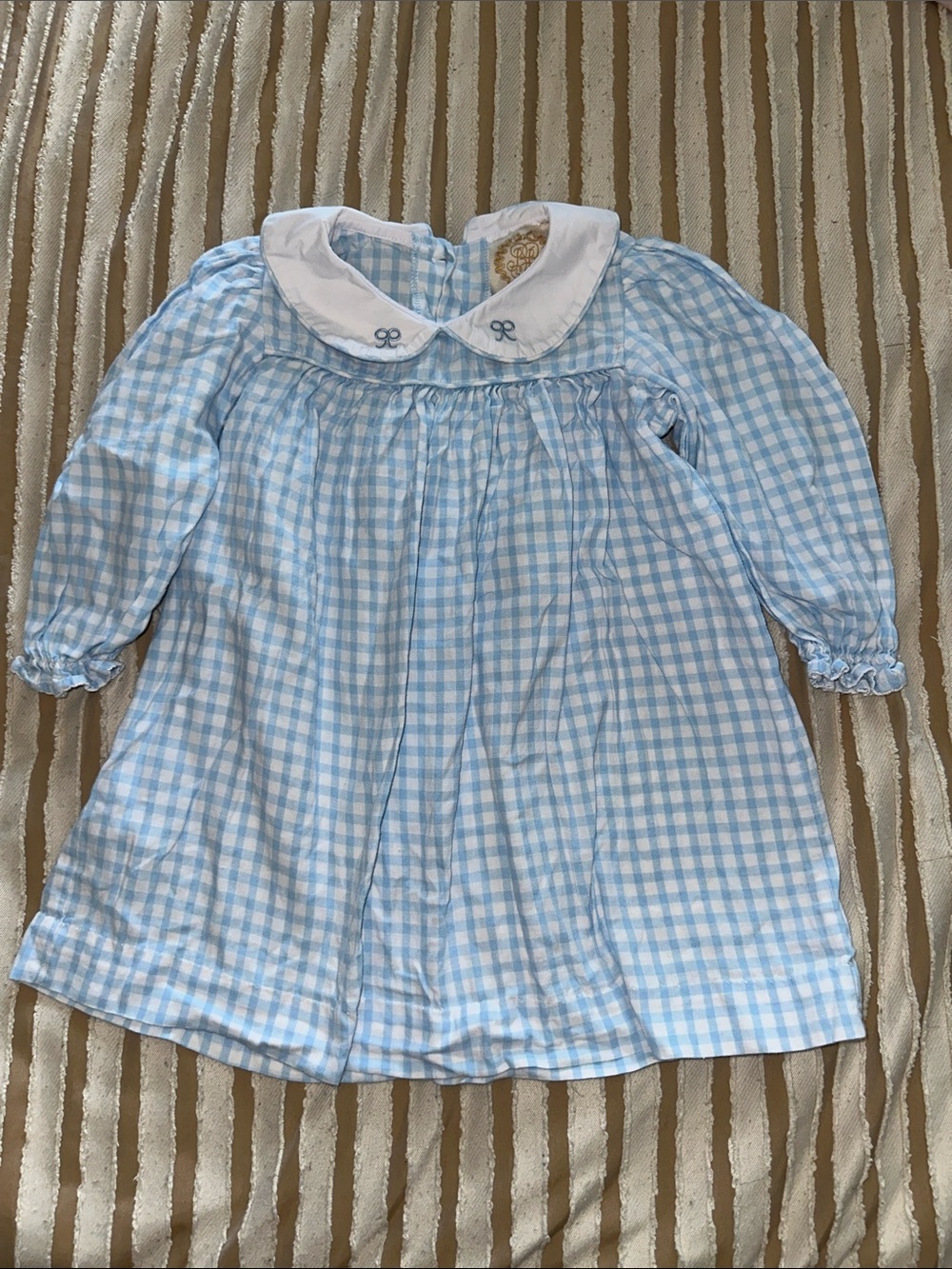Light Blue Gingham Kids dress with White Peter Pan Collar